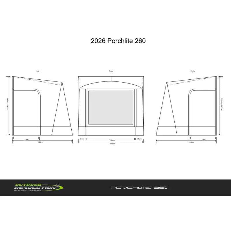 Outdoor Revolution Porchlite 260 Alu-Tech ORCA4205 Dimension - Outcamping
