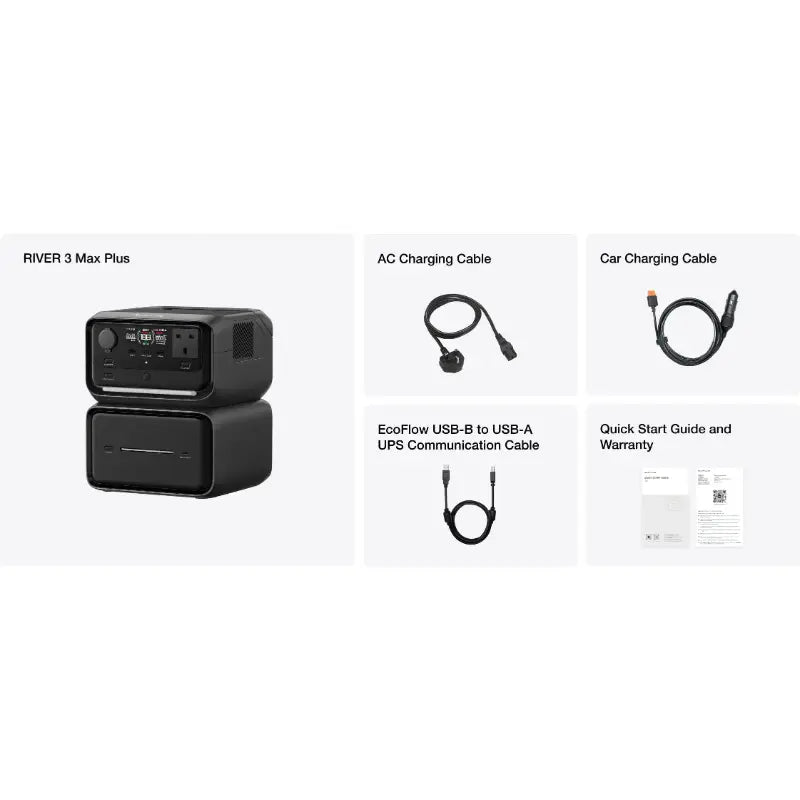 EcoFlow RIVER 3 Max 3 Plus Portable Power Station + Extra Battery EB600