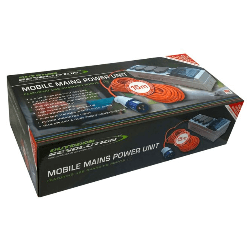 Outdoor Revolution Mobile Mains Power Unit USB 15m Cable