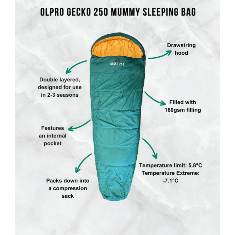 Olpro Geko 250 Mummy Sleeping Bag