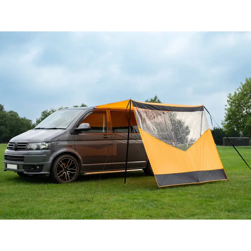Olpro Scenic Shade Campervan Canopy with PVC Window Black and Orange