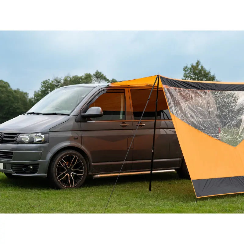 Olpro Scenic Shade Campervan Canopy with PVC Window Black and Orange