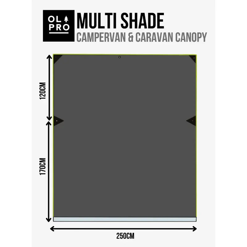 Olpro Multi Shade Campervan Canopy Charcoal and Lime Dimension and Capacity