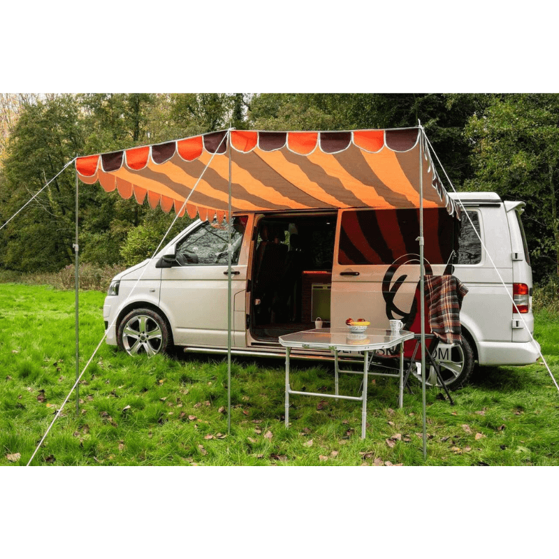 Retro Shade Camper Van Canopy - Orange/ Brown