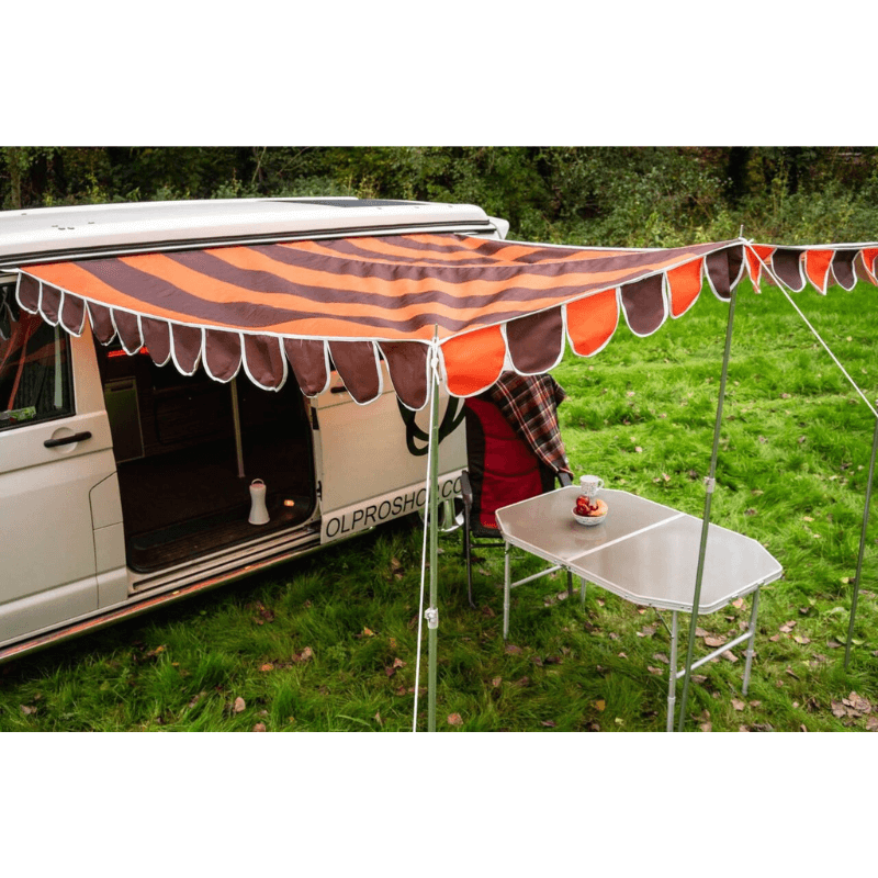 Retro Shade Camper Van Canopy - Orange/ Brown