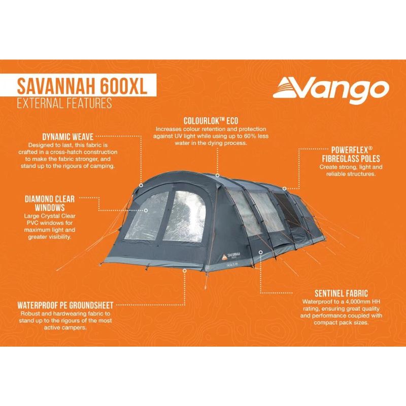 Vango Savannah 600XL Tent (Includes FREE footprint)