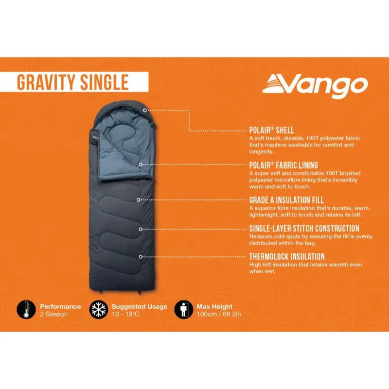 Vango Gravity Single Sleeping Bag - Outcamping Features