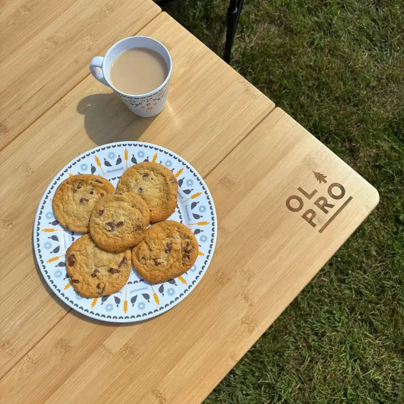Olpro 4 Fold Camping Bamboo Table 90cm x 90cm