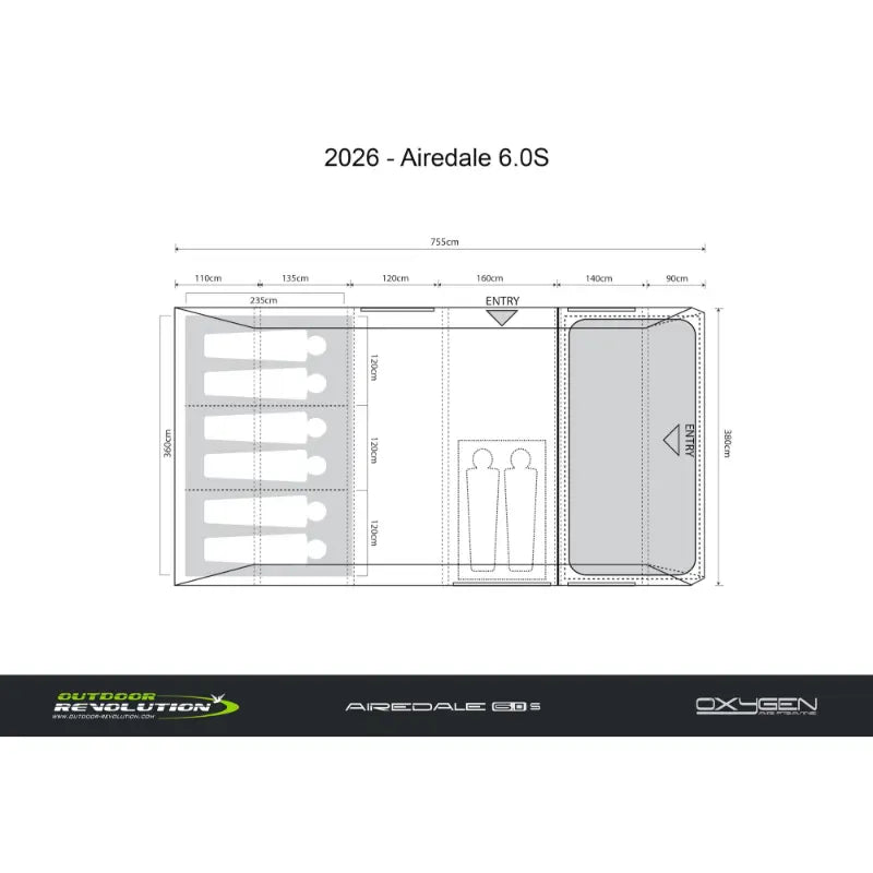 Outdoor Revolution Airedale 6.0S Air (Includes Free Footprint) - Capacity - Outcamping