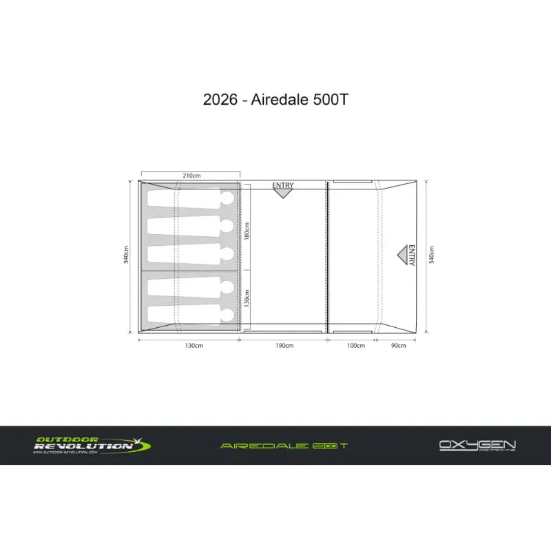 Outdoor Revolution Airedale 500T Air Tent (Including Footprint) Capacity