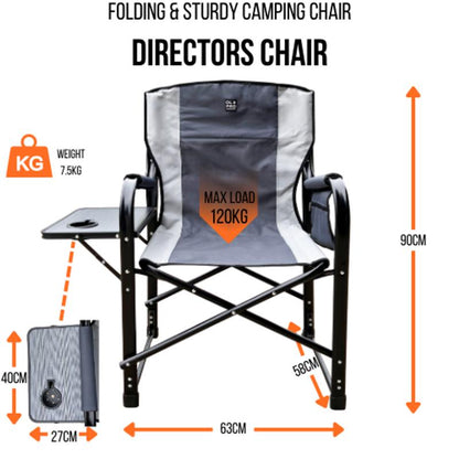 Directors Chair + Side Table Grey & Charcoal