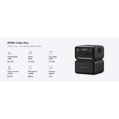 EcoFlow RIVER 3 Max  3 Plus Portable Power Station + Extra Battery EB600