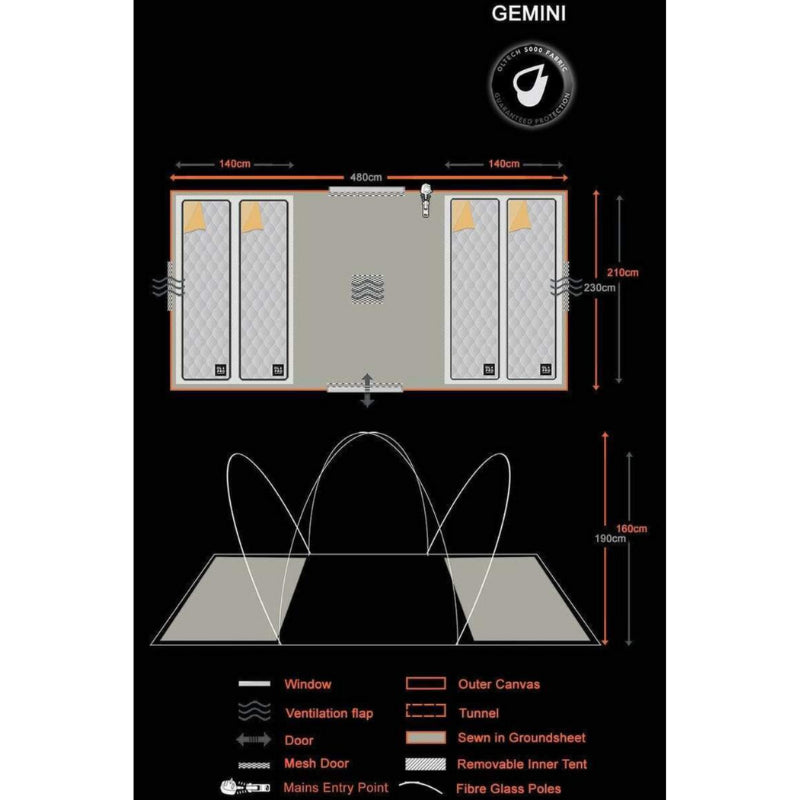 Gemini - 4 Person vis-à-vis Tent (Ripstop)