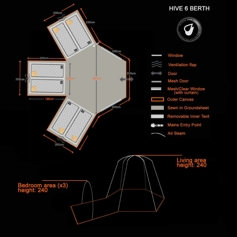 Hive - 6 Person Poled Tent (Ripstop)