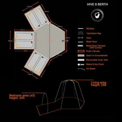 Hive - 6 Person Poled Tent (Ripstop)