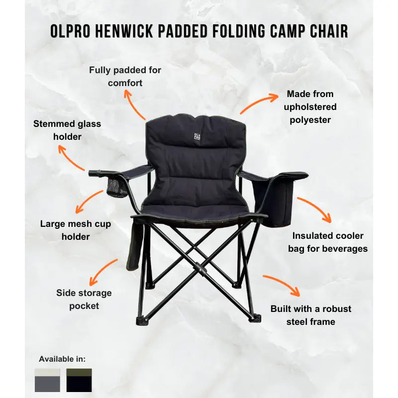 Olpro Henwick Padded Folding Camp Chair Black and Green