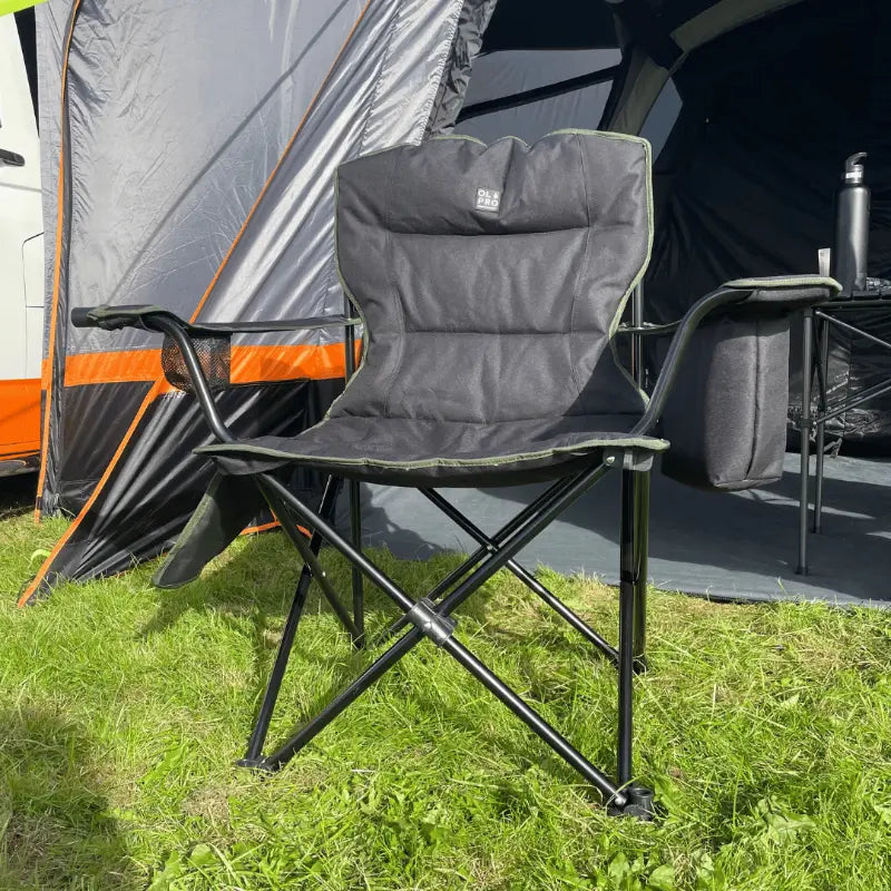 Olpro Henwick Padded Folding Camp Chair Black and Green - Outcamping