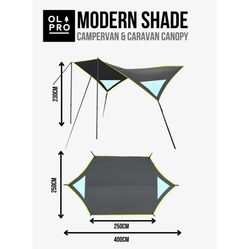 Olpro Modern Shade Canopy - Charcoal & Lime Dimension