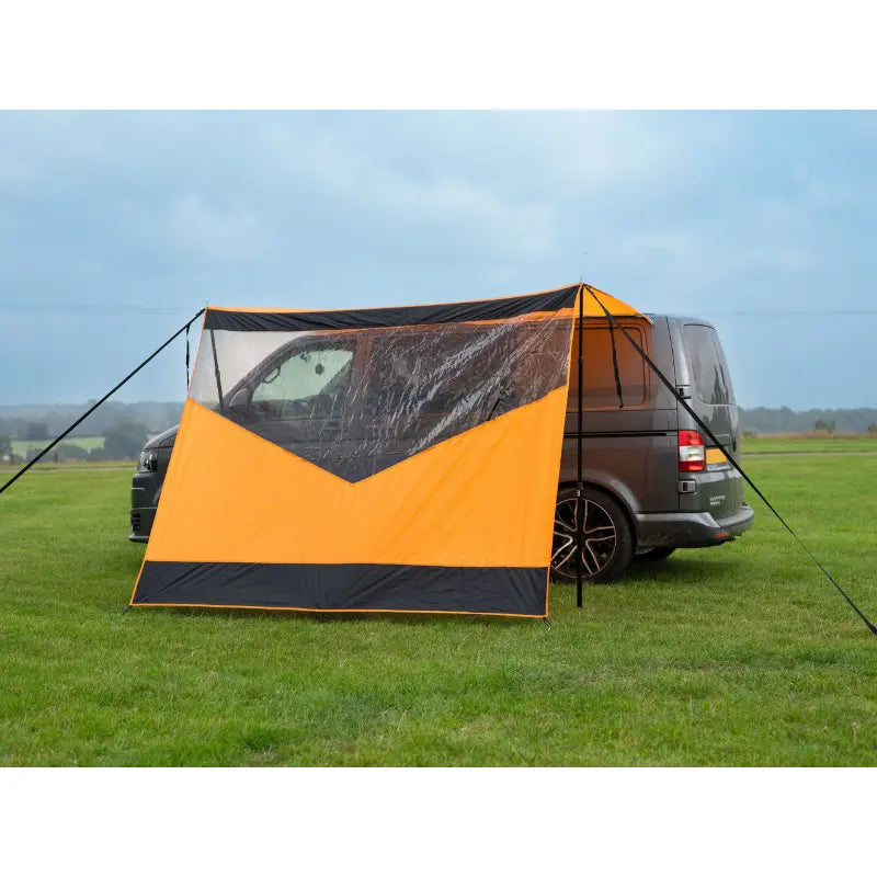 Olpro Scenic Shade Campervan Canopy with PVC Window Black and Orange