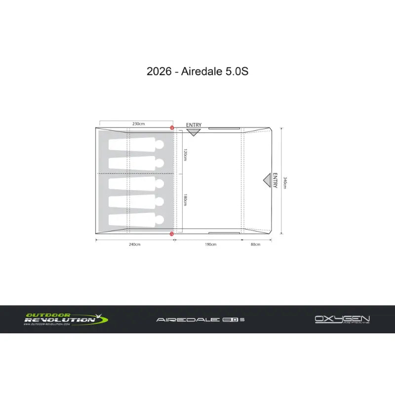 Outdoor Revolution Airedale 5.0S Air (Includes Free Footprint) Capacity - 4 Person