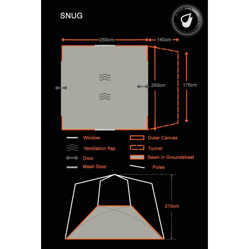 Snug Poled Tailgate Awning (Steel Legs Fibreglass Roof)