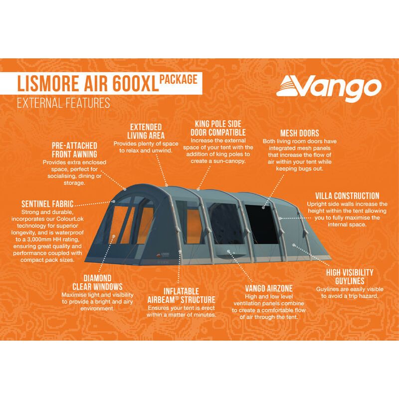 Vango Lismore 600XL Air Tent (Includes Free Groundsheet)