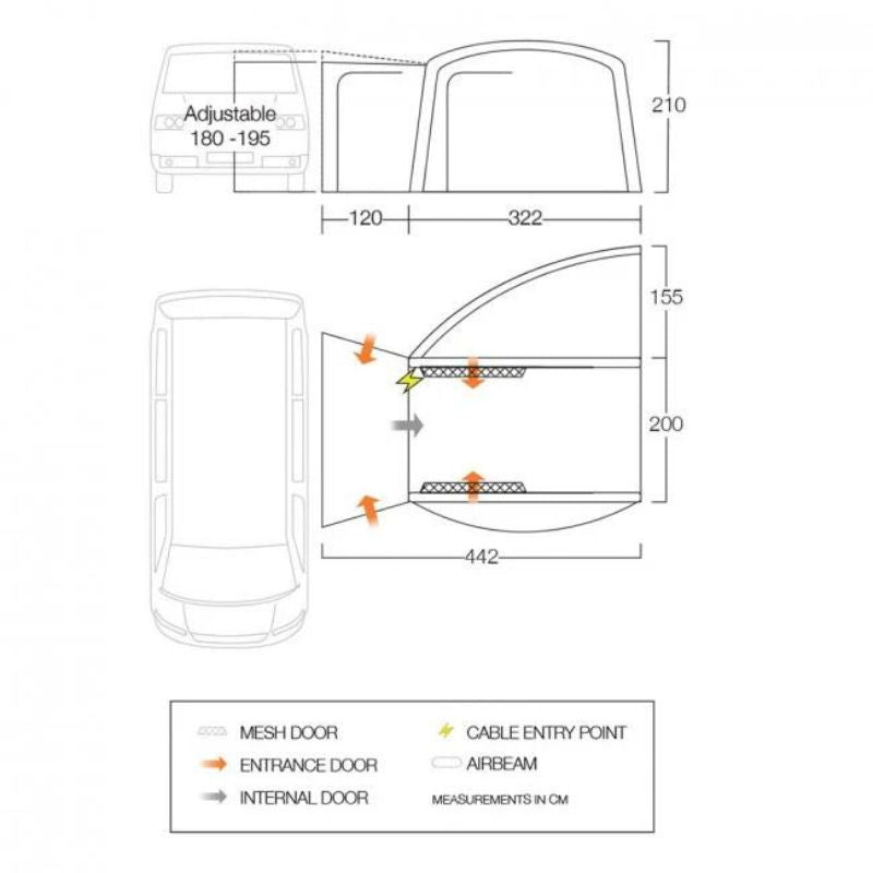 Vango Magra Air Low Driveaway Awning 180-195cm