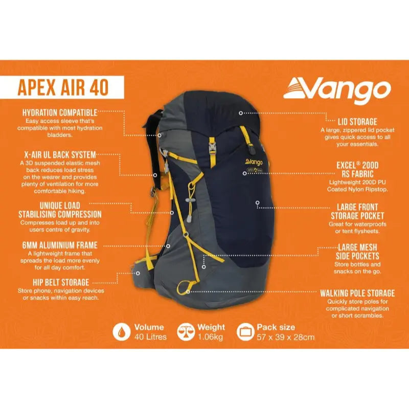 Vango Apex Air 40L Rucksack Outcamping