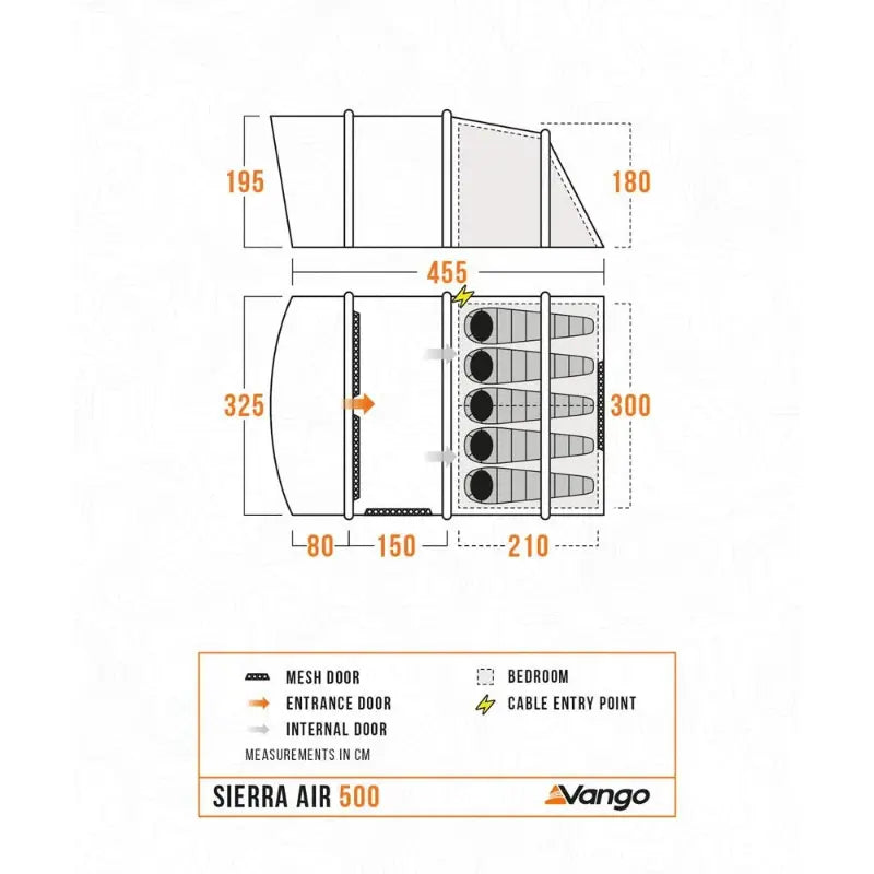 Vango Sierra Air 500 Tent Capacity and Dimension