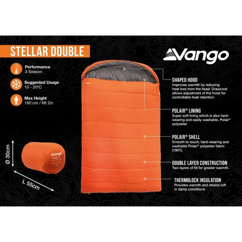 Vango Stellar Double Sleeping Bag Harissa - Outcamping Features