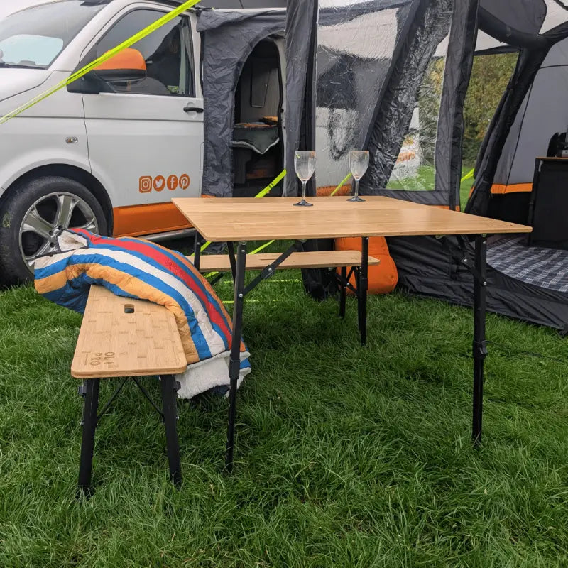 Olpro Folding Bamboo Bench Set of Two