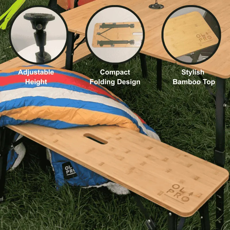 Olpro Folding Bamboo Bench Set of Two - Outcamping