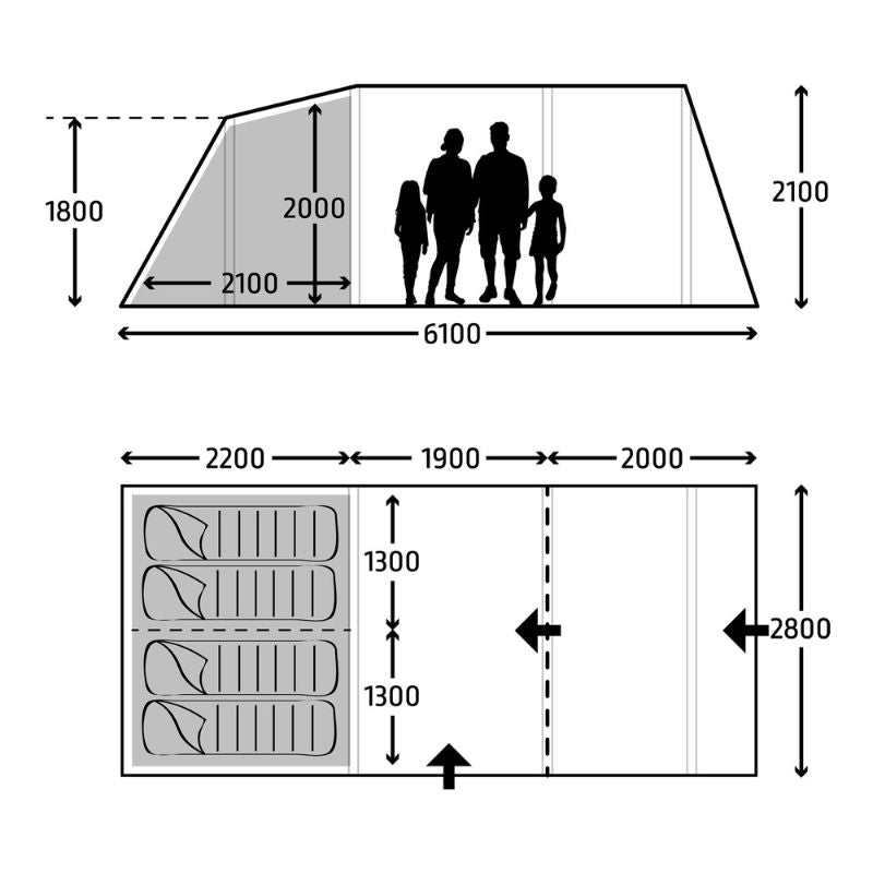 Kampa Hayling 4 Tent (Includes Free Carpet and Footprint)