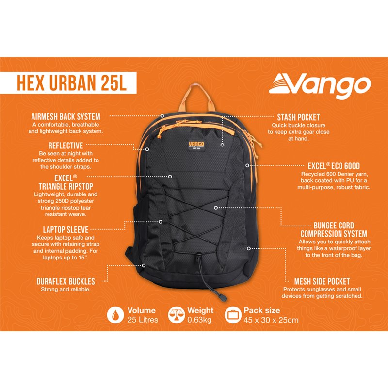 Vango Hex Urban 25L Features - Outcamping