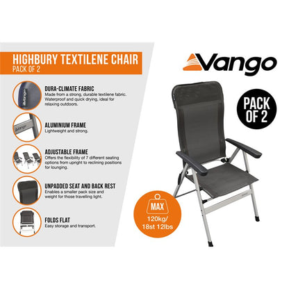 Vango Highbury Textilene Chair (Two Chair Pack)