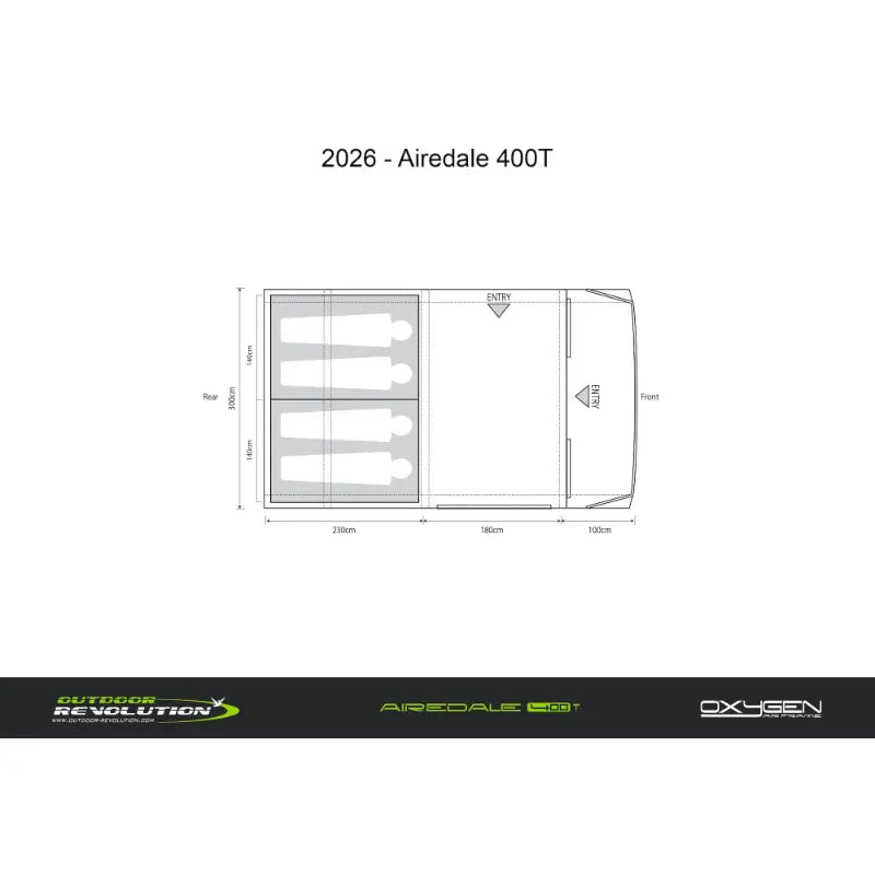 Outdoor Revolution Airedale 400T Air Tent (Including Footprint) Capacity